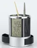 Elektroniczny uchwyt na siatkę z żelaza ze stali nierdzewnej wielofunkcyjny elektroniczny zegar biura Office Pencil Case