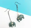 Linda resina cúbica elefante dangle brincos para mulheres meninas azuis cor cinza bonito desenho animado animal brinco brincos moda jóias