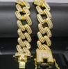 14K Gold New Exaggerated Hip Hop Men's Chain Bracelet 18mm Water Diamond Miami Cuban Chain