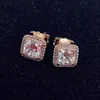 3 kleuren 925 Sterling Silver Square CZ Stone Stud Earring 18K Gold Rose Gold Oorbellen met originele doos voor Pandora Dames Sieraden