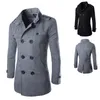 Europa Stylish Mens Overcoat alta qualidade de lã gola Abotoamento Mens Outwear Grey Black Tamanho M-4XL