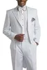 Moda White TailCoat Mężczyźni Ślub Tuxedos Double-Breasted Groom Nosić Wysokiej Jakości Mężczyźni Formalna kolacja Prom Suit (Kurtka + Spodnie + Tie + Hasło) 626