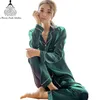 Silk Satin Pyjamas Set women Plus Size M5XL Long Sleeve Sleepwear Female Sleep Two Piece Set Loungewear ShirtsPants Pyjamas7118902