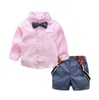 2018 Ny gentleman baby pojke kläder mode bow tie skjorta +byxor pojke set nyfödda baby pojke kläder set vårkläder