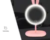 Miroir de maquillage Lampe éclairée LED Vanité Voyage Portable Oreille de lapin rechargeable Ronde Lumière naturelle Écran tactile