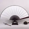 Effen kleur man vouwen ventilator bruiloft grote zijde stof hand fan diy lege chinese bamboe fan gepersonaliseerde volwassen beeldende kunst schilderen