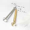 Big carat diamond Crystal Pen Gem Ballpoint pen ring wedding office Metal ring roller ball pen Rose gold silver pink purple c806