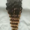 Brasilianska jungfruliga hår 3 -buntar med 44 spetsstängning 1B27 Honey Blonde Human Hair Weave Deep Wave Bunds With Stängning Två ton C2096780