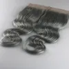 뜨거운 판매 4x4 그레이 # 레이스 클로저 인간의 머리카락 브라질 인간의 버진 헤어 바디 웨이브 스위스 레이스 클로저