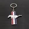 Fit For Ford Mustang 3D Car Gift Running Horse Chrome Metal Genuine Key Ring Auto logo KeyChain Car Keyring Car Styling3081094