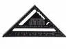 Regla triangular Herramienta de medición Aleación de aluminio negro Guía de diseño cuadrado Construcción Carpintero Carpintería 7 pulgadas / 185 mm GGA684 50PCS