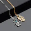 Party Luck Hamsa Hand Pendants Necklace Gold Silver Fatima Hand Palm Necklaces for Women Clavicle Sweater Chain Christmas Gift