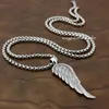 Pendentif en argent sterling 925 massif avec plume d'aile d'oiseau d'ange, 2 côtés, 8A008, collier 24 pouces, 4668210