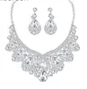 Luxurious Big Teardrop Dubai Wedding Jewelry Sets Rhinestone Crystal Statement Bridal Necklace Sets Christmas Gift TL034