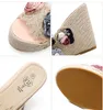 Mori Girl Flower Straw Woven Sommar Sandaler Kvinnor Högklackat Designer Skor Platform Wedge Slipper 2018 Storlek 34 till 40