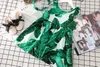 Baby Girls Green Leaf Print Beach Dress Dzieci Floral Banana Leaf Suspenden Princess Dress 2018 Lato Boutique Dzieci Odzież