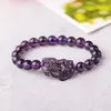 Crystal Black Recruit Pixiu Armband en Single Hand String Sieraden Wealth Troops Obsidian White Quartz Pink Purple