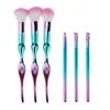 6Pc/Set Women Flowers Makeup Brushes Set Powder Foundation concealer brush lip brush eyeshadow brush Gradient Color Makeup Brushes