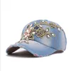 Groothandel vrouwen mode strass diamante denim baseball cap hoeden vrouwen herfst sport hoed canvas snapback caps goede kwaliteit