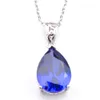 Luckyshine Wedding Jewelry Blue Pear Cut Topaz Earring Pendants Sets 925 Sterling Silver Necklaces Women Jewelry Sets Free Shipping P0227