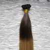 Dica lisa pré-ligada Ombre 10 "-26" Remy Direito direto Dica plana Extensões de cabelo Brasileiro Cabelo Real Pré-colorido Dica de queratina Humano cabelo