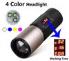 Powerful LED Flashlights 4 Color Light White Yellow Blue Purple 3 Modes Waterproof Headlight Flash Light Flishing1021579