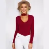 Sexy Women Long Sleeve Hollow Out Romper Skinny Bodycon Choker V-neck Jumpsuit Women Ladies Long Sleeve Elegant Bodysuits