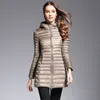 Akitsuma Long Down Jacket Dames Winter Down Jassen Ultra Lichte Jas Gewatteerde Hooded Jas