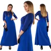 2018Nouveau style des femmes de taille plus robes L-6XL Fashion Dress O-Neck 3 / 4Sleeve robes élégantes Maxi robe longue 3colors