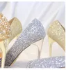 Bingling Ombre Sequined Wedding Shoes For Bride Stiletto Heel Prom Banquet High Heels Plus Size Pointed Toe 3 Colors Bridal Shoes3408