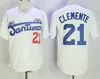 Hommes Vintage 21 Roberto Clemente Baseball Jersey Cousu Film Santurce Crabbers Puerto Rico Maillots Noir Blanc Gris Rouge Blanc Crème Alternate