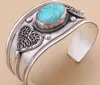 Unisex Gift Vintage Turquoise Bead Manchet Armband Bangle Tibet Silver Heart