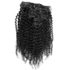 Mongolian kinky curly hair clip in 7pcs/Set clip in human hair extensions Natural Hair Clip Ins 4b 4c