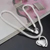 Free Shipping floating charms silver 925 jewelry women necklace chain Inlaid Heart Pendant collier femme charm