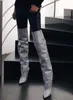 2018 Super Hot Luxury Crystal Women Over The Knee Boots Sexy Pointy Toe Ladies Finger High Heel Boots Fashion Knight Boots