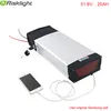 High capacity 51.8V 1500w lithium ion battery 52v 25ah rear rack electric bike battery pack with USB+ charger for Samsung cell