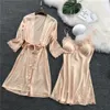 Women Casual Nightwear Robe Babydoll Sleepwear Dress Solid Autumn Comfort Robe Female Clothing