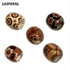 LASPERAL Fashion 100pcs Randomly Mixed Large Hole Wood Beads Hand Made Barrel Pattern Diy Retro Beads Diy Jewelry Accessories