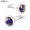 Savoyshi Novelty Tellurion Cufflinks للرجال عالي الجودة العلامة التجارية الأكريليك المتحركة Globe Cuff Links Fashion Men Jewelry2235451