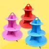 Folding Cupcake Stands Four Colors 3 Tier Dessert Holder Round Dot Pattern Thicker Paper Cake Rack For Wedding Party 3 9hq BB