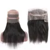 Cheveux vierges brésiliens 360 dentelle frontale cheveux raides pré-plumés bande de dentelle Extensions de cheveux de bébé fermetures supérieures ligne de cheveux naturelle