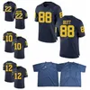 남자 아이 사용자 정의 대학 축구 2 쉬어 Patterson Jerseys Michigan Wolverines 18 Brandon Peters 83 Zach Gentry Grant Perry