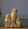 3PC Geel Family Owl Coruja Ceramica Owl Beeldjes Home Decor Ceramic Handicraft Crafts Room Decoration Porselein Animal Figurine