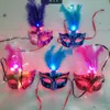 LED-Licht-Feder-Party-Maske, handgefertigt, venezianische Maskerade, Tanz-Party-Masken, Neuheit, bezaubernde Masken, Weihnachten, Halloween, Federmaske