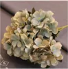 Flores de seda artificiales de Hortensia de alta calidad, ramo de mano nupcial, flores falsas para boda, decoración del hogar, flores artificiales