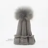 Laurashow Children Winter Raccoon Fox Fur Hat Girls Chłopcy Prawdziwe futra Pompoms Ball Baby Vailies Cap Kids Knitte Hats D181106013452333