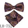 Mens Bow tie men silk bow ties designer for Men Classic Silk Hanky Cufflinks Jacquard Woven Whole weeding business party 6229689