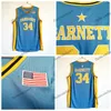 Męskie Vintage Kevin Garnett # 34 Farragut High School Koszykówka Koszulki Light Blue Hewed Shirts S-XXL