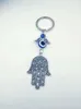 Mode smycken Blue Evil Eye Lucky Fatima Hamsa Hand Turkish Evil Eye Charm Protection Hanger Crystals Car Feng Shui Keychain-1243s