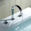 Смесители для бассейна латунные полированные хромированные палубные квадратные смесители для ванной комнаты 3 отверстия двойная ручка кран горячей и холодной воды LT-109